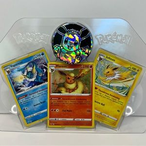 Pokémon Holographic Vaporeon, Flareon, & Jolteon Coin Set